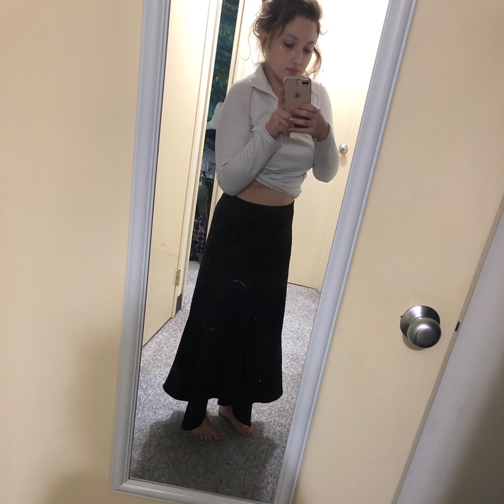 Long Black Flared Business Skirt